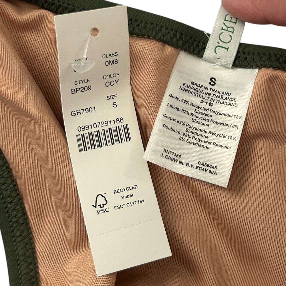 J. Crew Heritage 1989 High-leg Bikini Bottom Women's Size S Green NEW - Picture 4 of 5